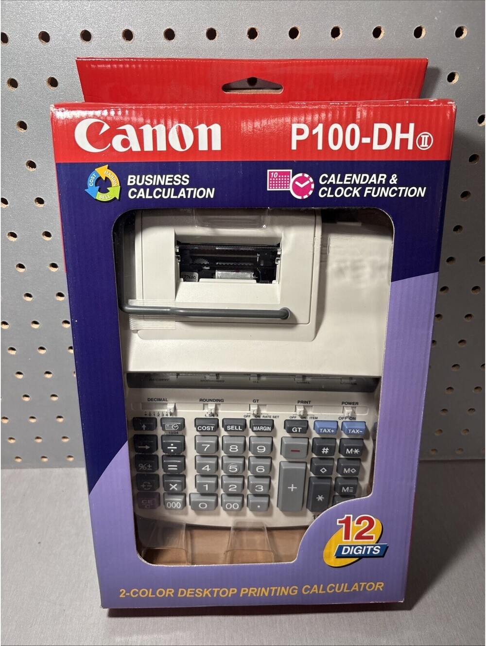 CANON P100-DH II 12 Digit Display Printing 2 Color Desk Calculator
